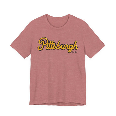 Pittsburgh Faux Embroidery - Short Sleeve T-Shirt T-Shirt - YinzerShop
