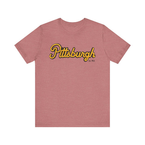 Pittsburgh Faux Embroidery - Short Sleeve T-Shirt T-Shirt - YinzerShop