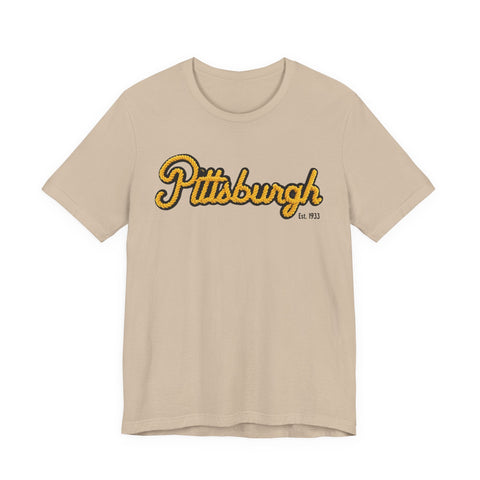 Pittsburgh Faux Embroidery - Short Sleeve T-Shirt T-Shirt - YinzerShop