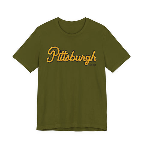 Pittsburgh Faux Embroidery - Short Sleeve T-Shirt T-Shirt - YinzerShop