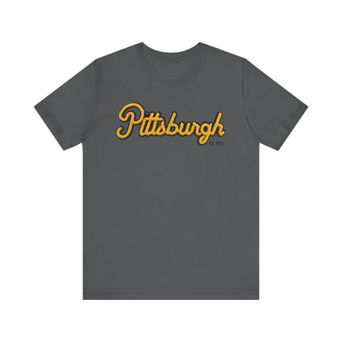 Pittsburgh Faux Embroidery - Short Sleeve T-Shirt T-Shirt - YinzerShop