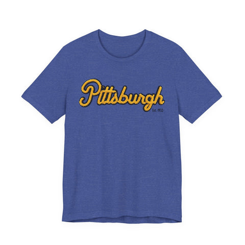 Pittsburgh Faux Embroidery - Short Sleeve T-Shirt T-Shirt - YinzerShop