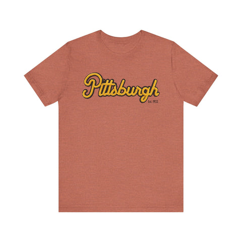 Pittsburgh Faux Embroidery - Short Sleeve T-Shirt T-Shirt - YinzerShop