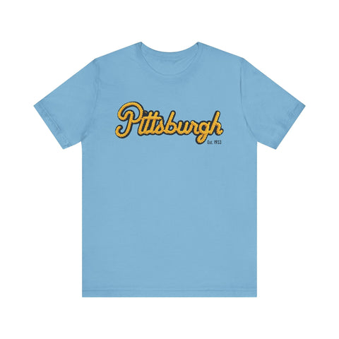 Pittsburgh Faux Embroidery - Short Sleeve T-Shirt T-Shirt - YinzerShop