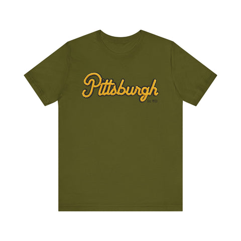 Pittsburgh Faux Embroidery - Short Sleeve T-Shirt T-Shirt - YinzerShop