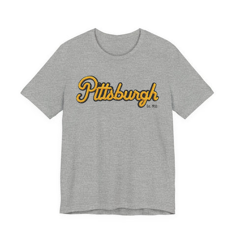 Pittsburgh Faux Embroidery - Short Sleeve T-Shirt T-Shirt - YinzerShop