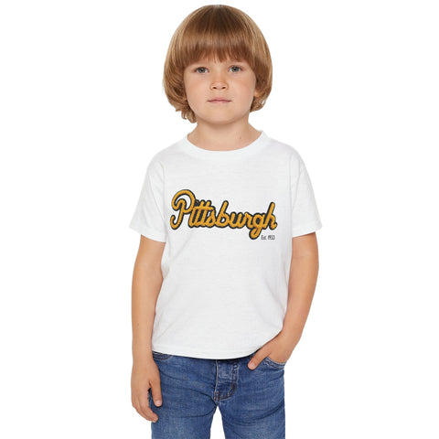 Pittsburgh Faux Embroidery - Toddler T-Shirt Kids Apparel - YinzerShop