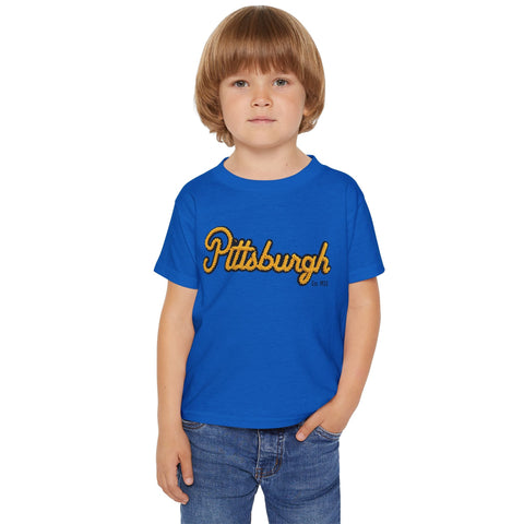 Pittsburgh Faux Embroidery - Toddler T-Shirt Kids Apparel - YinzerShop