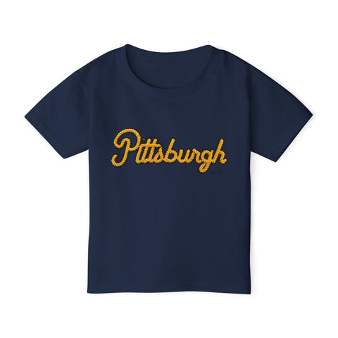 Pittsburgh Faux Embroidery - Toddler T-Shirt Kids Apparel - YinzerShop