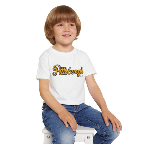 Pittsburgh Faux Embroidery - Toddler T-Shirt Kids Apparel - YinzerShop