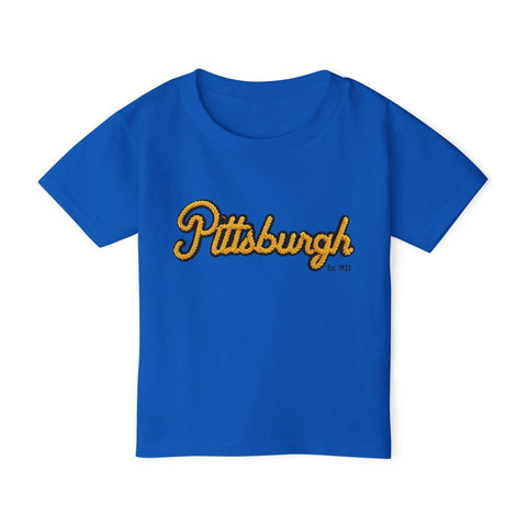 Pittsburgh Faux Embroidery - Toddler T-Shirt Kids Apparel - YinzerShop