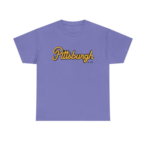 Pittsburgh Faux Embroidery Unisex Heavy Cotton Tee T-Shirt - YinzerShop