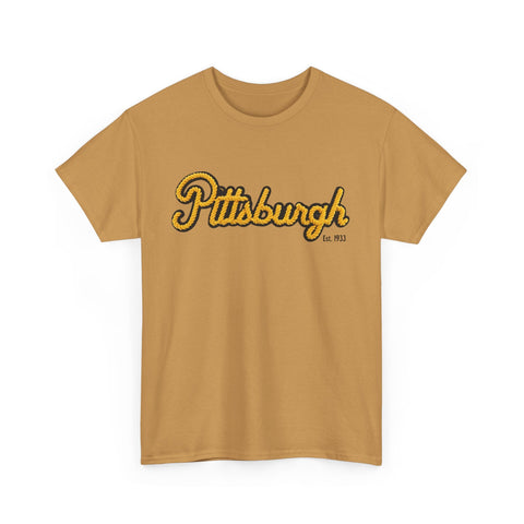 Pittsburgh Faux Embroidery Unisex Heavy Cotton Tee T-Shirt - YinzerShop