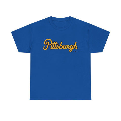 Pittsburgh Faux Embroidery Unisex Heavy Cotton Tee T-Shirt - YinzerShop