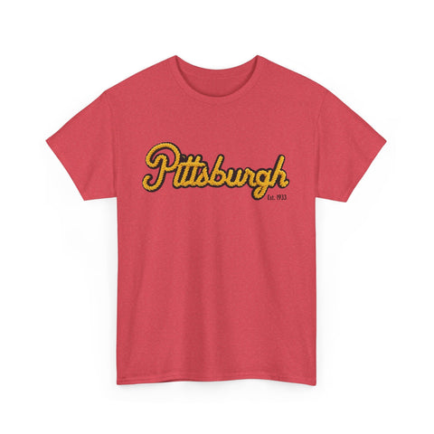 Pittsburgh Faux Embroidery Unisex Heavy Cotton Tee T-Shirt - YinzerShop