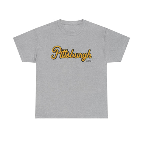 Pittsburgh Faux Embroidery Unisex Heavy Cotton Tee T-Shirt - YinzerShop