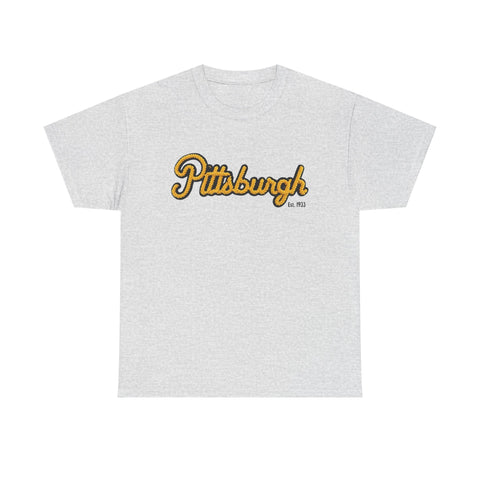 Pittsburgh Faux Embroidery Unisex Heavy Cotton Tee T-Shirt - YinzerShop