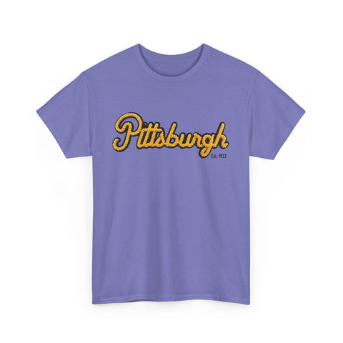 Pittsburgh Faux Embroidery Unisex Heavy Cotton Tee T-Shirt - YinzerShop