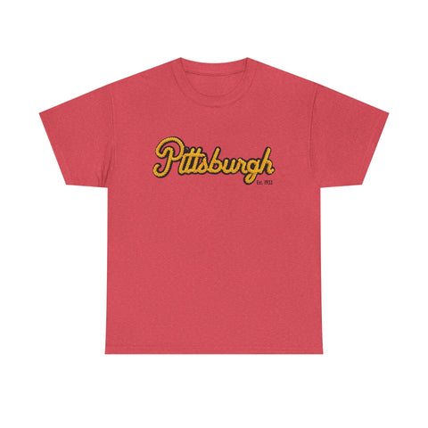 Pittsburgh Faux Embroidery Unisex Heavy Cotton Tee T-Shirt - YinzerShop