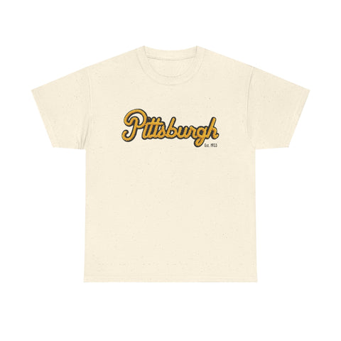 Pittsburgh Faux Embroidery Unisex Heavy Cotton Tee T-Shirt - YinzerShop