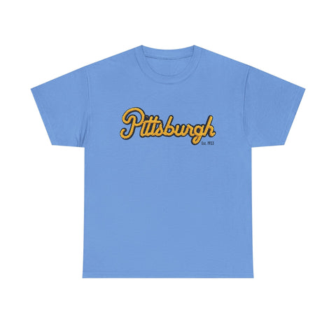 Pittsburgh Faux Embroidery Unisex Heavy Cotton Tee T-Shirt - YinzerShop