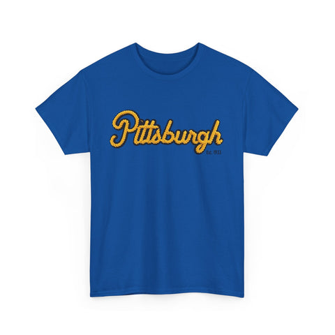 Pittsburgh Faux Embroidery Unisex Heavy Cotton Tee T-Shirt - YinzerShop