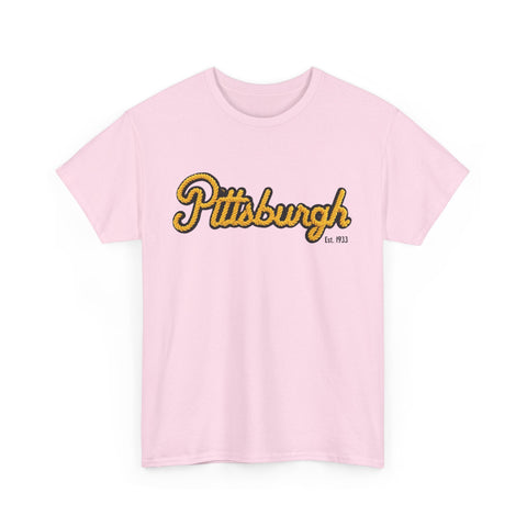 Pittsburgh Faux Embroidery Unisex Heavy Cotton Tee T-Shirt - YinzerShop