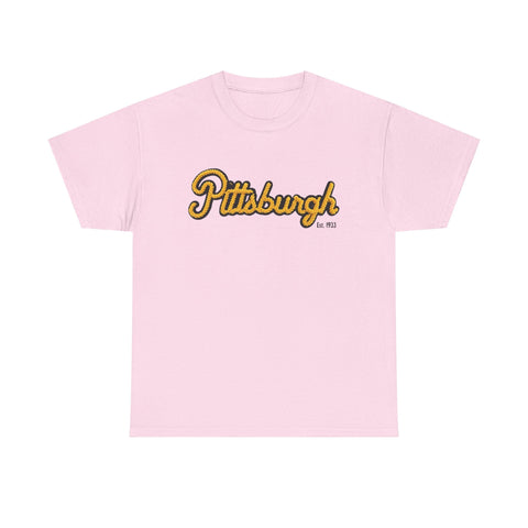 Pittsburgh Faux Embroidery Unisex Heavy Cotton Tee T-Shirt - YinzerShop
