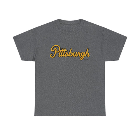 Pittsburgh Faux Embroidery Unisex Heavy Cotton Tee T-Shirt - YinzerShop