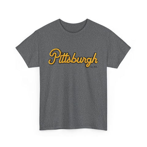Pittsburgh Faux Embroidery Unisex Heavy Cotton Tee T-Shirt - YinzerShop
