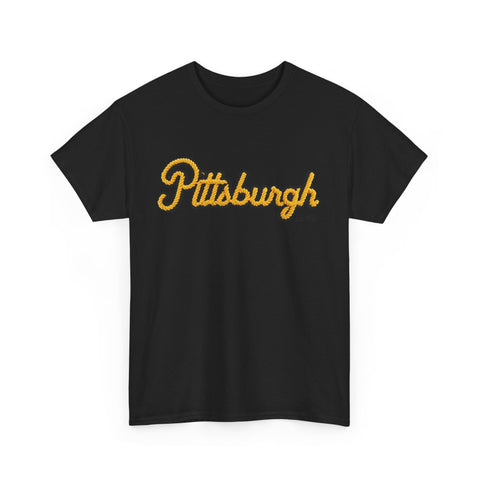 Pittsburgh Faux Embroidery Unisex Heavy Cotton Tee T-Shirt - YinzerShop