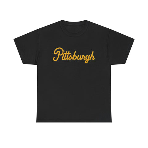 Pittsburgh Faux Embroidery Unisex Heavy Cotton Tee T-Shirt - YinzerShop