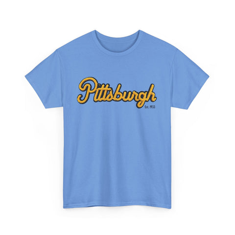 Pittsburgh Faux Embroidery Unisex Heavy Cotton Tee T-Shirt - YinzerShop