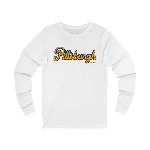 Pittsburgh Faux Embroidery - Unisex Jersey Long Sleeve Tee Long Sleeve Shirt - YinzerShop