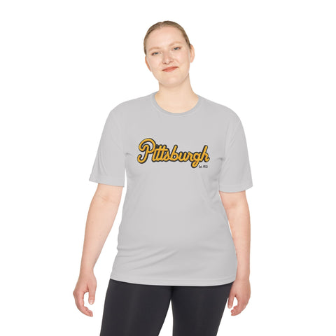 Pittsburgh Faux Embroidery Unisex Moisture Wicking Tee T-Shirt - YinzerShop