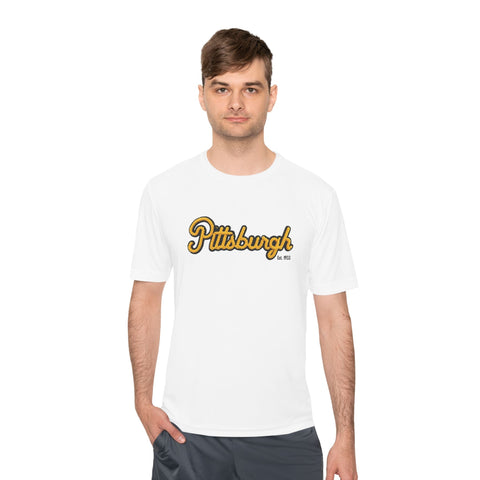 Pittsburgh Faux Embroidery Unisex Moisture Wicking Tee T-Shirt - YinzerShop