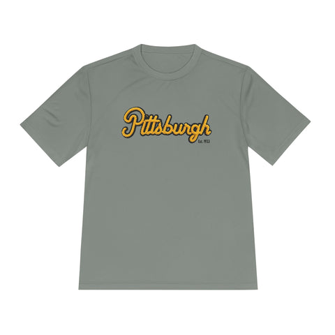 Pittsburgh Faux Embroidery Unisex Moisture Wicking Tee T-Shirt - YinzerShop