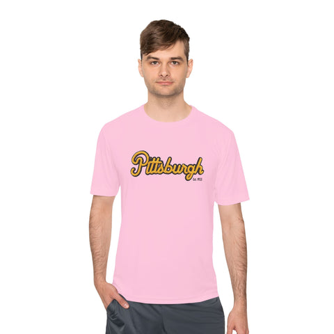 Pittsburgh Faux Embroidery Unisex Moisture Wicking Tee T-Shirt - YinzerShop