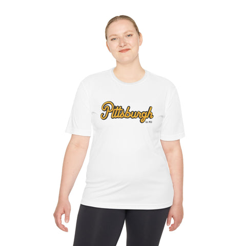 Pittsburgh Faux Embroidery Unisex Moisture Wicking Tee T-Shirt - YinzerShop
