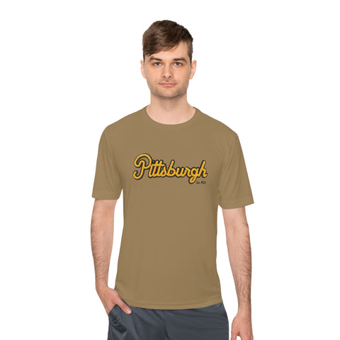 Pittsburgh Faux Embroidery Unisex Moisture Wicking Tee T-Shirt - YinzerShop
