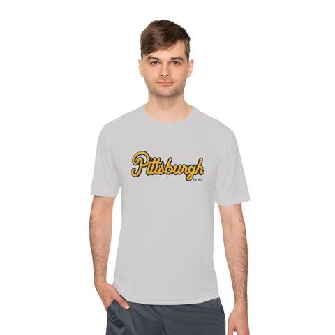 Pittsburgh Faux Embroidery Unisex Moisture Wicking Tee T-Shirt - YinzerShop