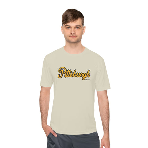 Pittsburgh Faux Embroidery Unisex Moisture Wicking Tee T-Shirt - YinzerShop