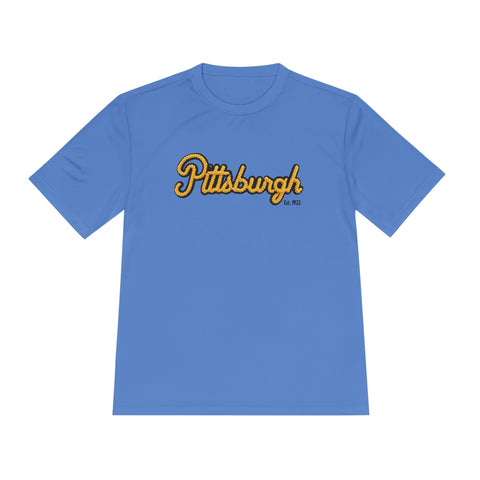 Pittsburgh Faux Embroidery Unisex Moisture Wicking Tee T-Shirt - YinzerShop