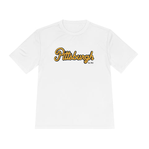 Pittsburgh Faux Embroidery Unisex Moisture Wicking Tee T-Shirt - YinzerShop