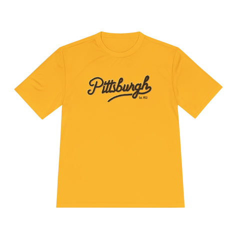 Pittsburgh Faux Embroidery Unisex Moisture Wicking Tee T-Shirt - YinzerShop