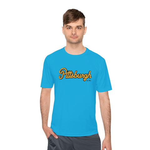 Pittsburgh Faux Embroidery Unisex Moisture Wicking Tee T-Shirt - YinzerShop