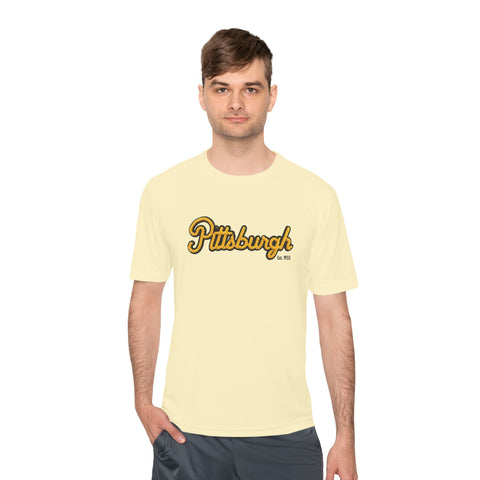 Pittsburgh Faux Embroidery Unisex Moisture Wicking Tee T-Shirt - YinzerShop