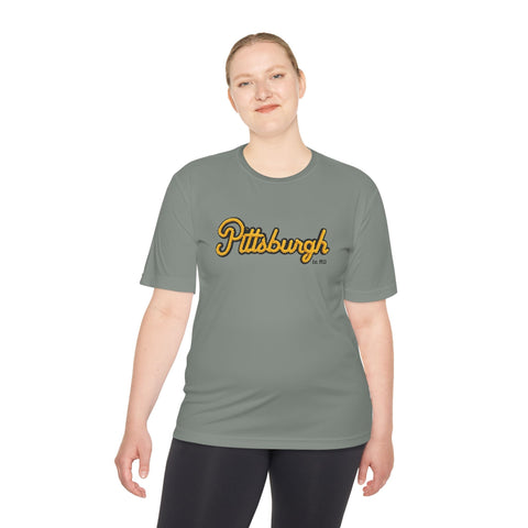 Pittsburgh Faux Embroidery Unisex Moisture Wicking Tee T-Shirt - YinzerShop