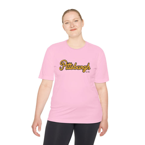 Pittsburgh Faux Embroidery Unisex Moisture Wicking Tee T-Shirt - YinzerShop