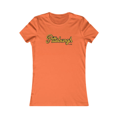 Pittsburgh Faux Embroidery Women's Slim Feminine Fit Tee T-Shirt - YinzerShop